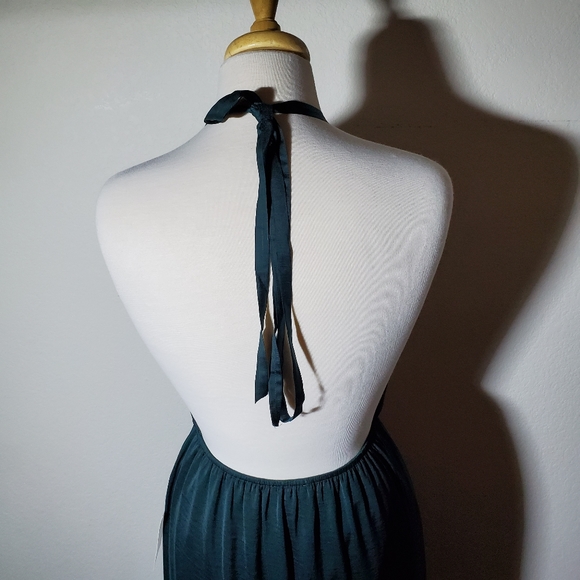 Teal Deep Forest Green Backless Dress Halter - Picture 4 of 6